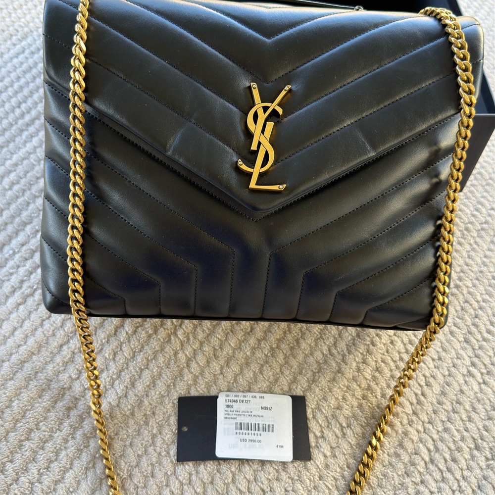 Yves Saint Laurent Black and Gold Shoulder Bag